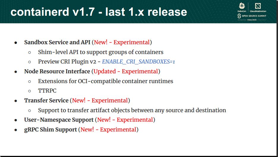 containerd v1.7 changes